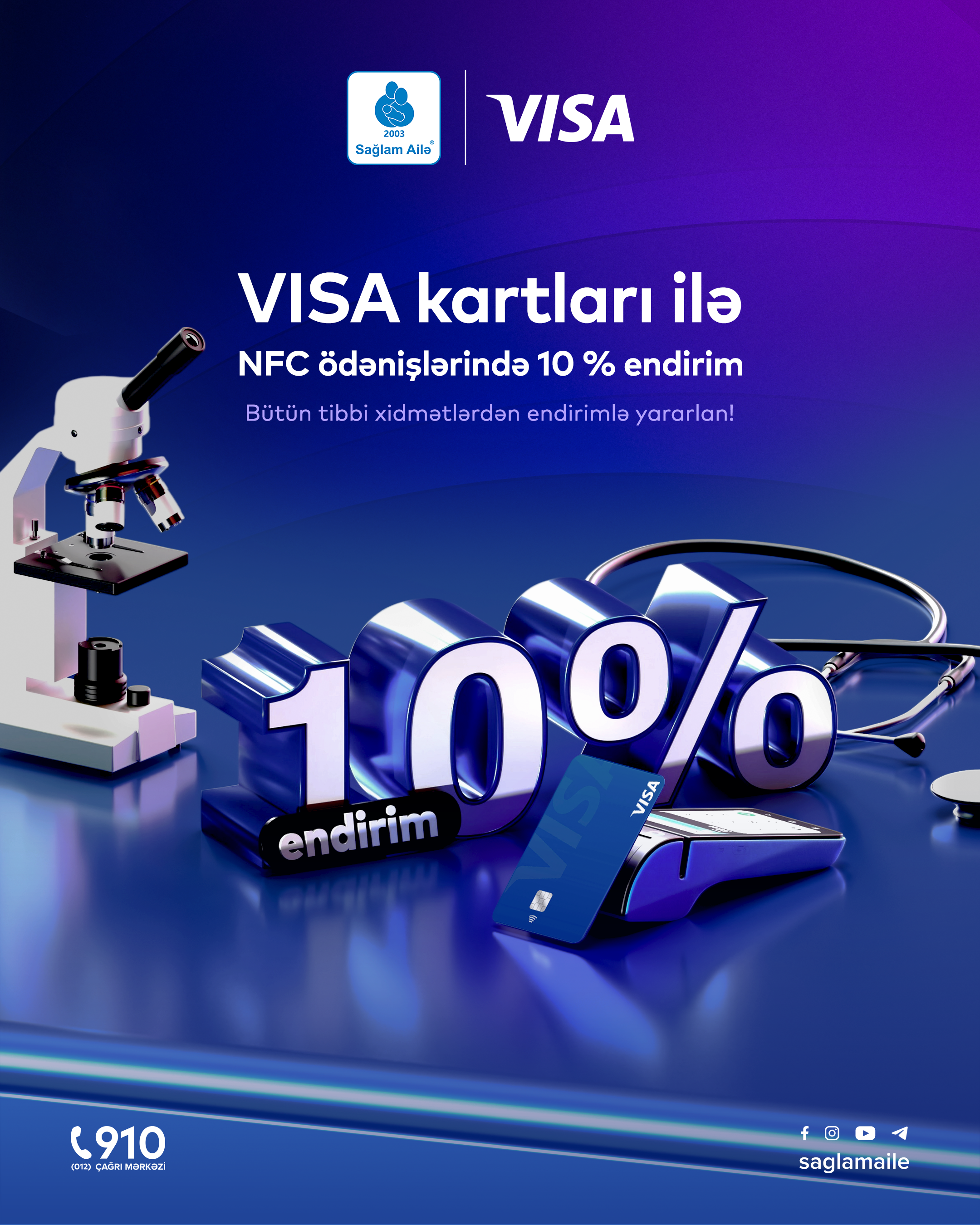 VISA kartı ilə NFC ödənişi et, sağlamlığın üçün 10% endirim qazan!