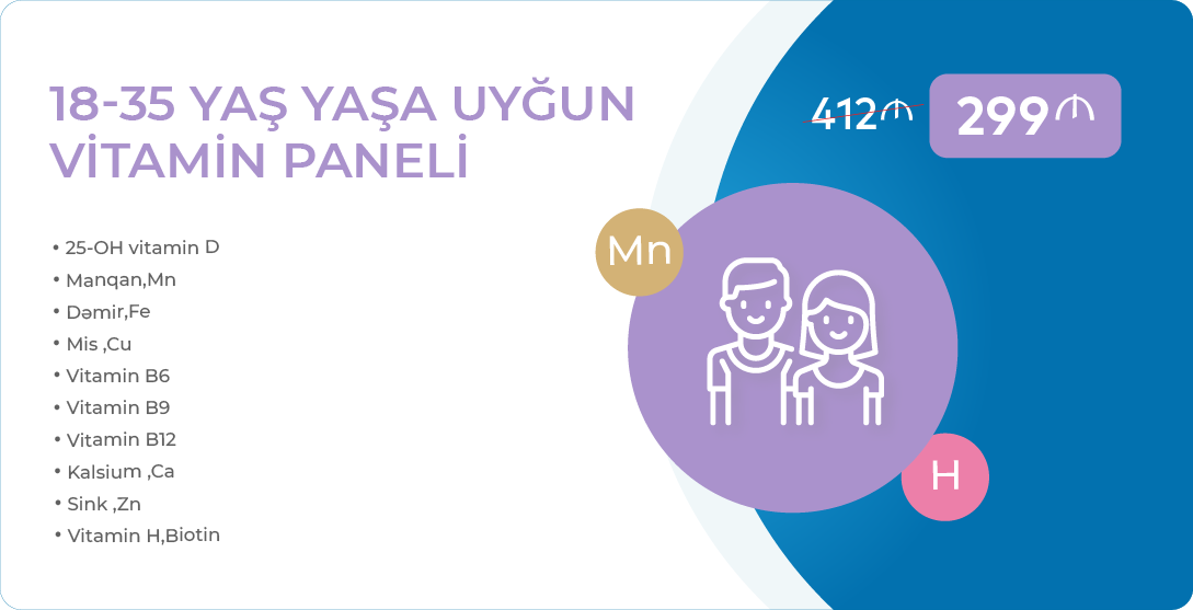 18-35 Yaş:Yaşa uyğun vitamin paneli